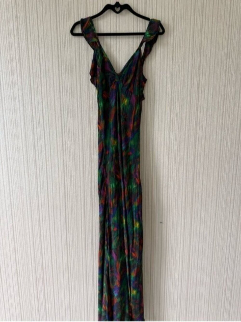 Vibrant Multicolor V-Neck Maxi Dress - Women's